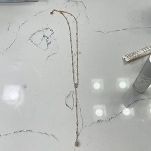 Kendra Scott drop down necklace with druzy crystals, rose gold, like new